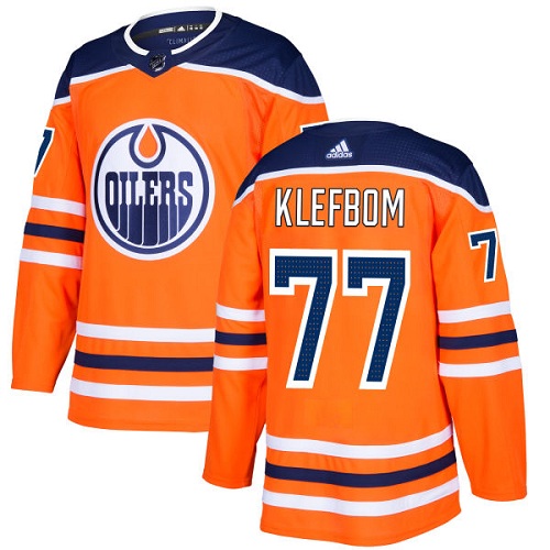 Adidas Oilers #77 Oscar Klefbom Orange Home Authentic Stitched NHL Jersey - Click Image to Close
